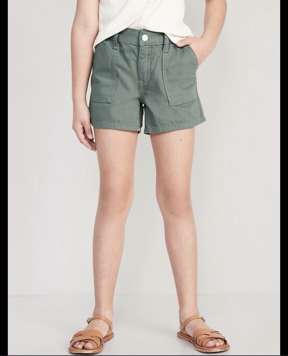 Old Navy Girls Jean Shorts Boho Festival Cowgirl Country Olive Green Cotton L